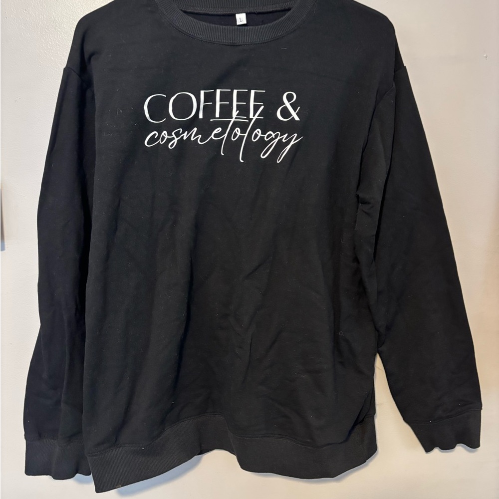 Stylish Black Crew Neck Sweater with White Script